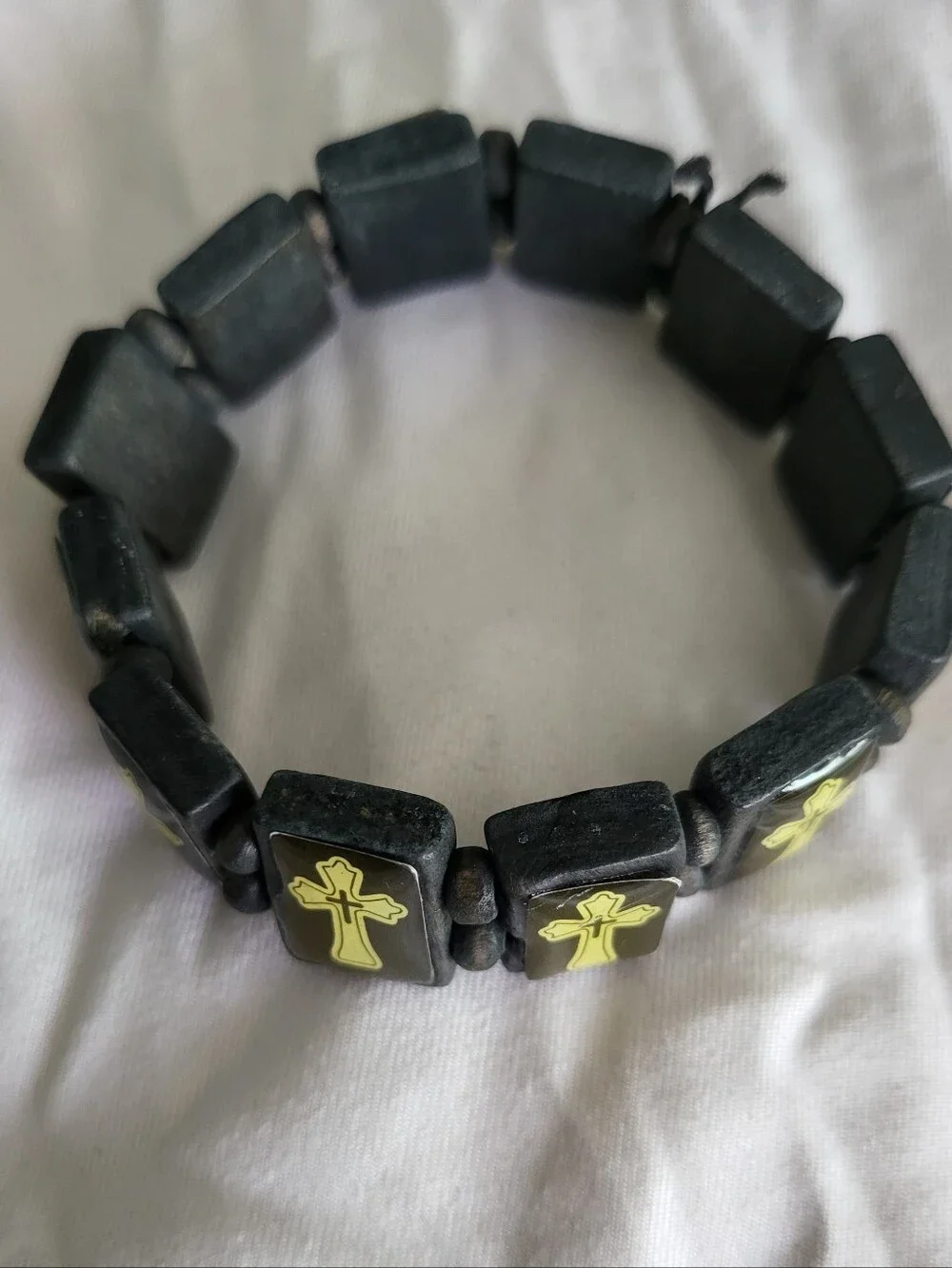 Stretch Bracelet with Yellow Cross Accents
